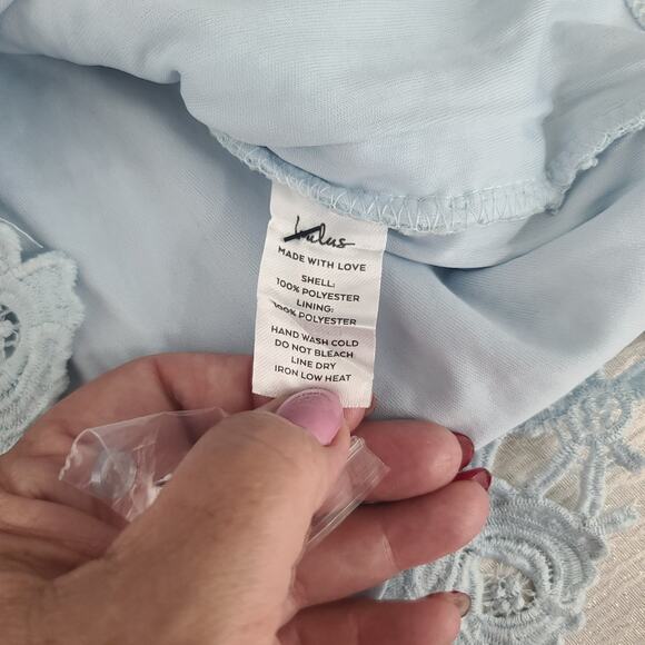 Lulu's Romance Language Baby Blue Crochet Lace Dress Size Large Cocktail party - Picture 10 of 12